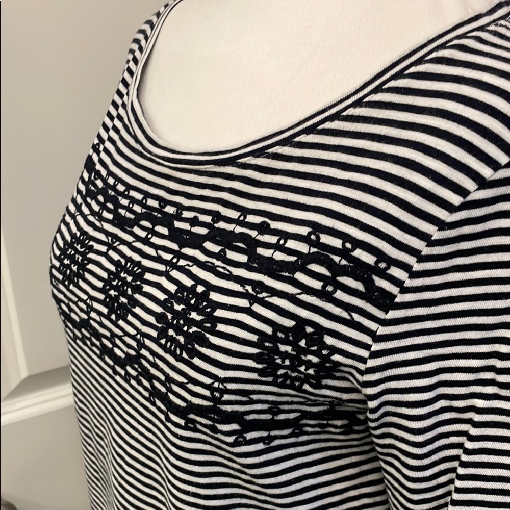 Talbots Black and White Striped Short Sleeve Tee - Picture 7 of 11